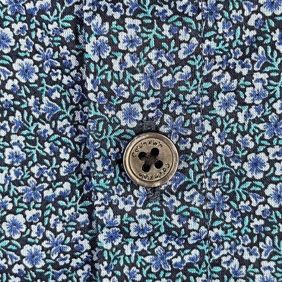 CALVIN KLEIN SHIRT MENS XL BLUE PARTY DANCE CLUB‎ BUTTON-FRONT LONG-SLEEVE - Picture 5 of 13